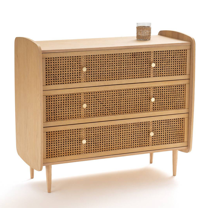 Комод с 3-мя ящиками из плетеного ротанга Aelius Rattan Wicker Chest of drawers Светлый дуб Комод с 3-мя ящиками из плетеного ротанга Aelius Rattan Wicker Chest of drawers Светлый дуб в Костроме | Loft Concept