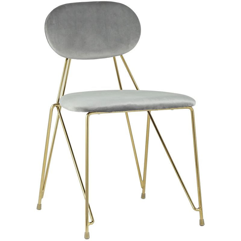 Стул Alice Chair Светло-Серый Велюр Серый Золотой Стул Alice Chair Светло-Серый Велюр Серый Золотой в Костроме | Loft Concept