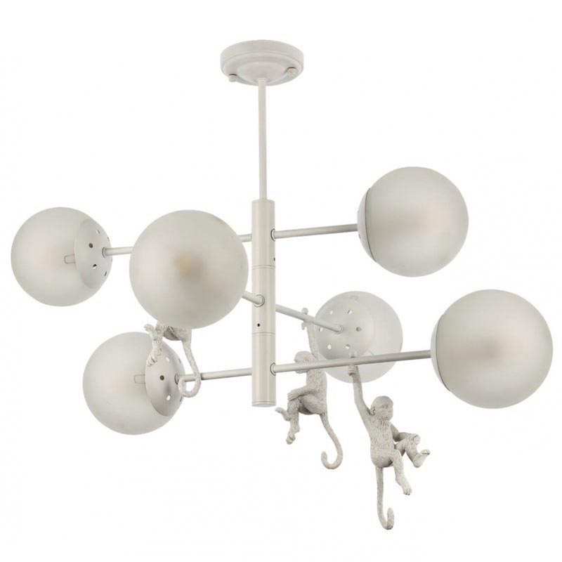 Люстра Hanging Monkey 6 lamp Белый Люстра Hanging Monkey 6 lamp Белый в Костроме | Loft Concept