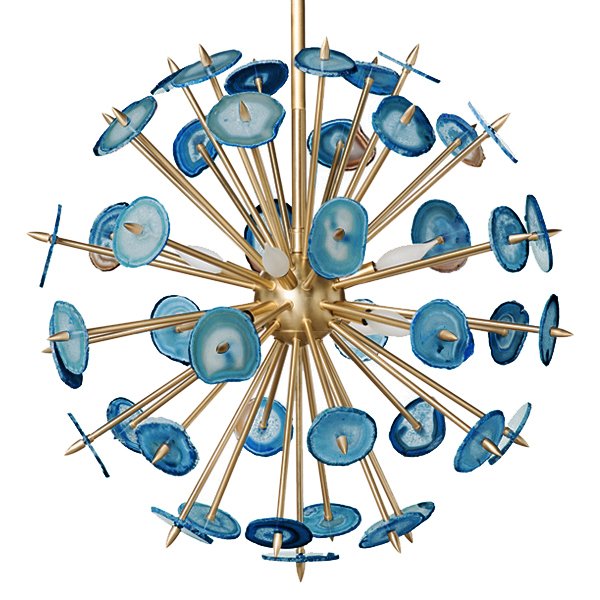 Люстра Agate Burst Chandelier BLUE с синими агатами Синий Латунь Люстра Agate Burst Chandelier BLUE с синими агатами Синий Латунь в Костроме | Loft Concept