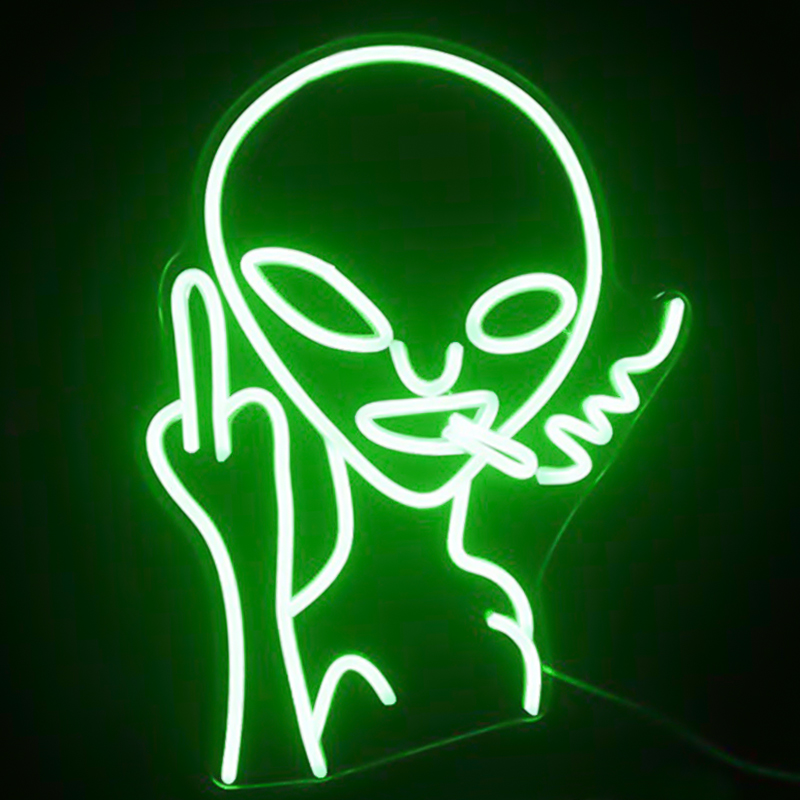 Неоновая настенная лампа Alien Neon Wall Lamp Зеленый Белый Неоновая настенная лампа Alien Neon Wall Lamp Зеленый Белый в Костроме | Loft Concept