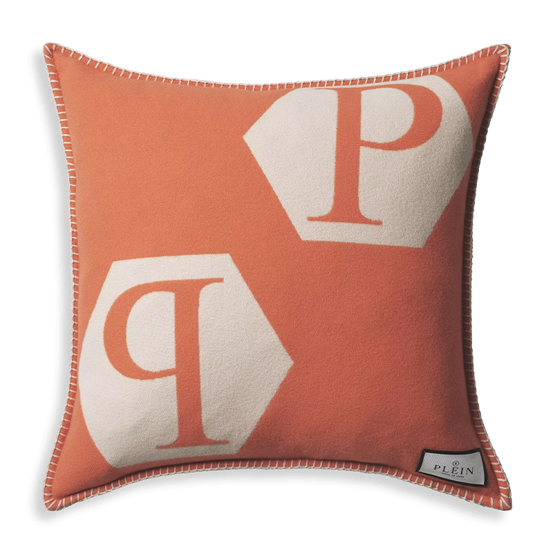 Подушка Philipp Plein Cushion Cashmere Orange Оранжевый Белый Подушка Philipp Plein Cushion Cashmere Orange Оранжевый Белый в Костроме | Loft Concept