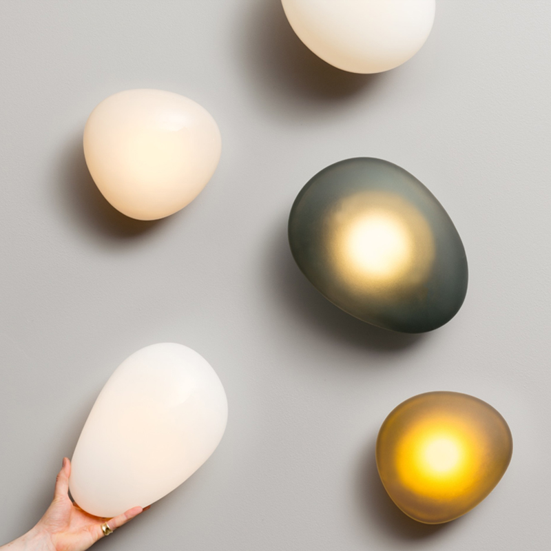 Бра ANDlight Pebble Ceiling Wall  Белое матовое стекло Серый Янтарь (Amber) в Костроме | Loft Concept 