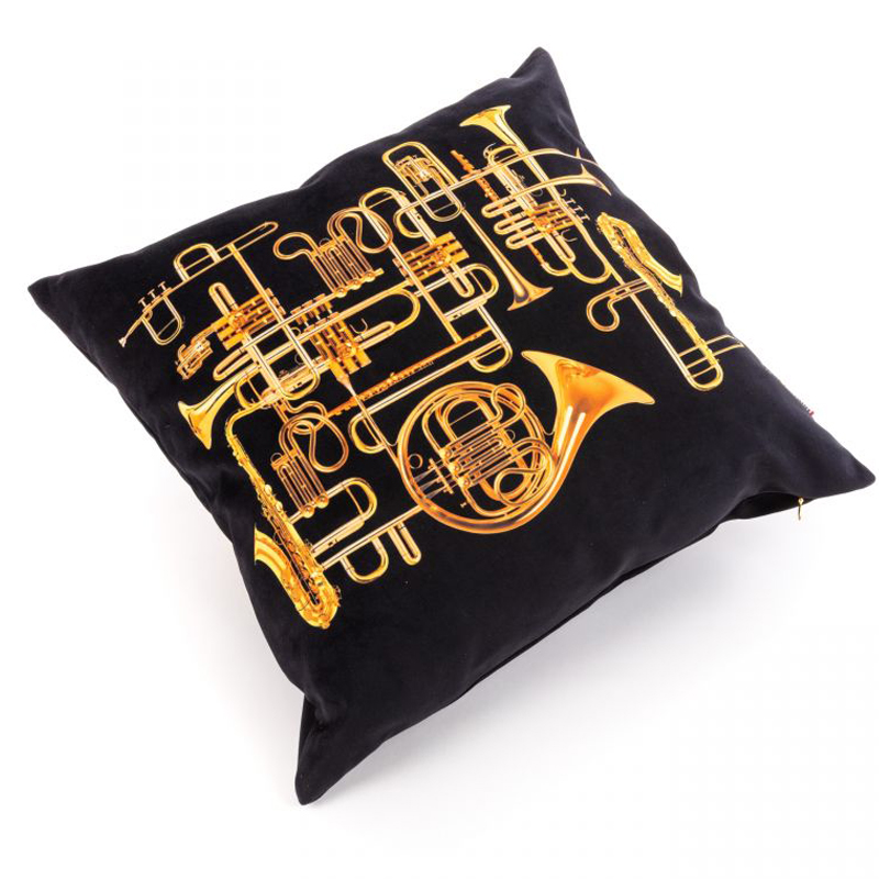 Подушка Seletti Cushion Trumpets Черный Золотой Подушка Seletti Cushion Trumpets Черный Золотой в Костроме | Loft Concept