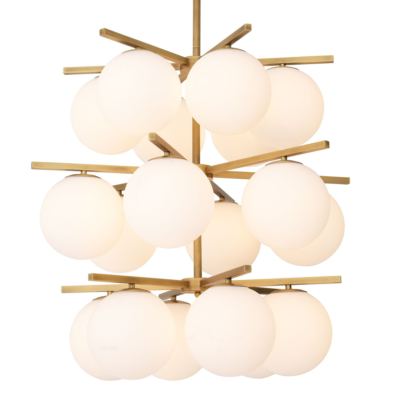 Люстра Eichholtz Chandelier Noa Латунь Античная полированная Белое матовое стекло Люстра Eichholtz Chandelier Noa Латунь Античная полированная Белое матовое стекло в Костроме | Loft Concept