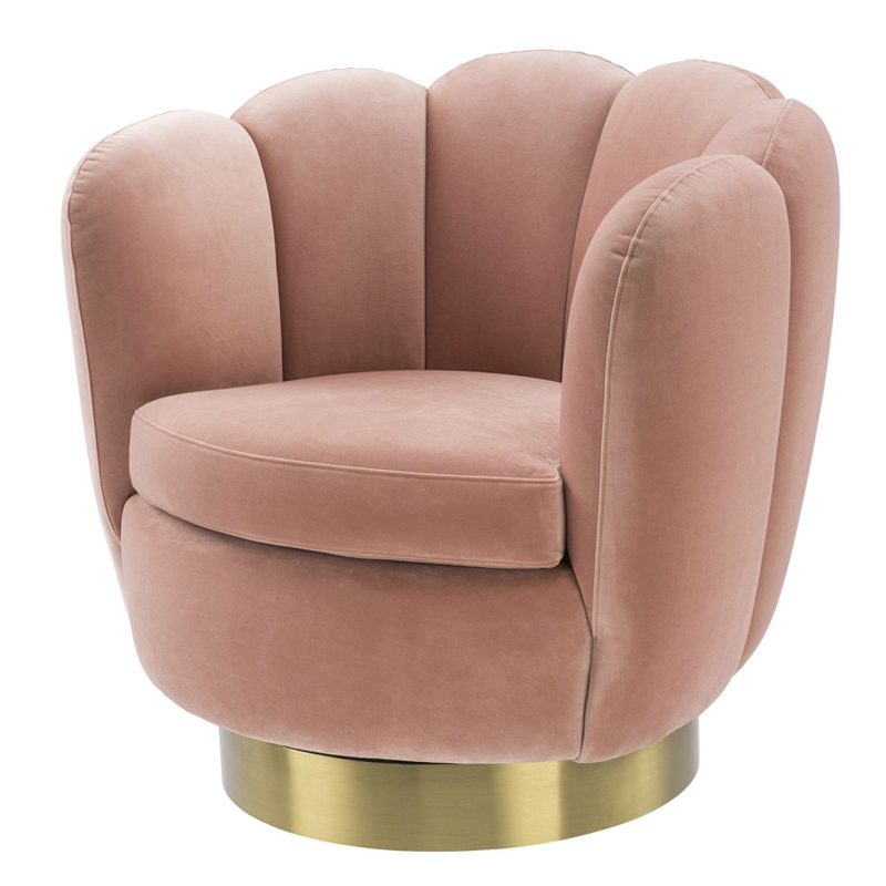 Кресло Eichholtz Swivel Chair Mirage nude Розовый пастельный Матовая латунь Кресло Eichholtz Swivel Chair Mirage nude Розовый пастельный Матовая латунь в Костроме | Loft Concept