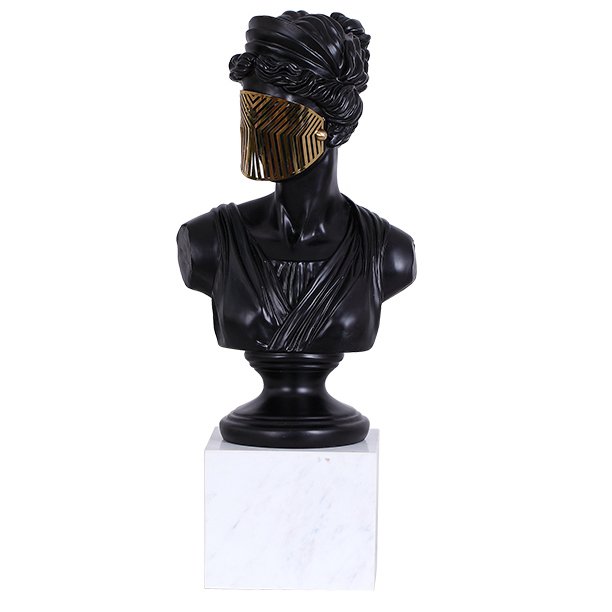 Статуэтка Bust Woman in Mask Черный Белый Золотой Статуэтка Bust Woman in Mask Черный Белый Золотой в Костроме | Loft Concept
