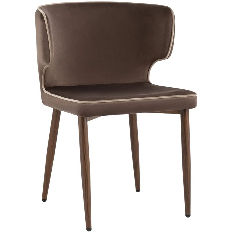 Стул Mateo Chair Коричневый Велюр с Белым Кантом Коричневый Стул Mateo Chair Коричневый Велюр с Белым Кантом Коричневый в Костроме | Loft Concept