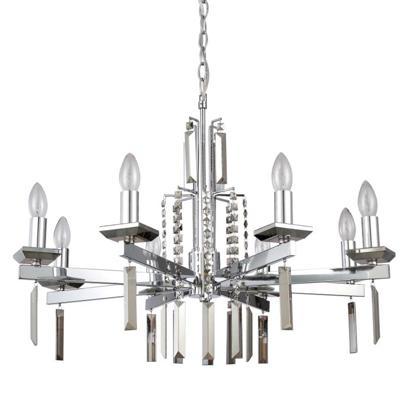 Люстра Vivien Crystal Chrome Chandelier 8 Хром Серый Люстра Vivien Crystal Chrome Chandelier 8 Хром Серый в Костроме | Loft Concept