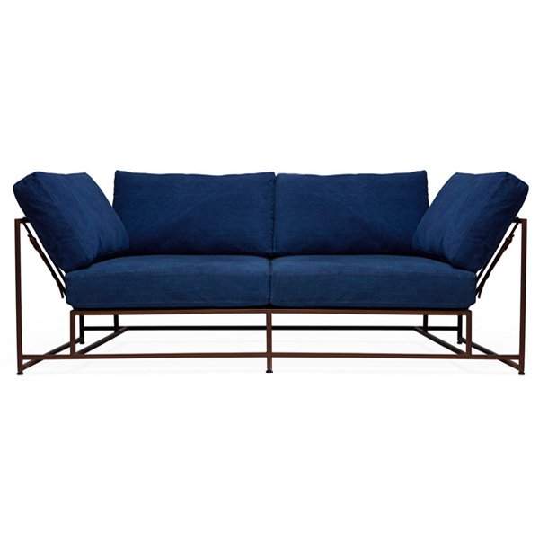 Двухместный диван Indigo Denim and copper Two Seat Sofa Индиго Двухместный диван Indigo Denim and copper Two Seat Sofa Индиго в Костроме | Loft Concept