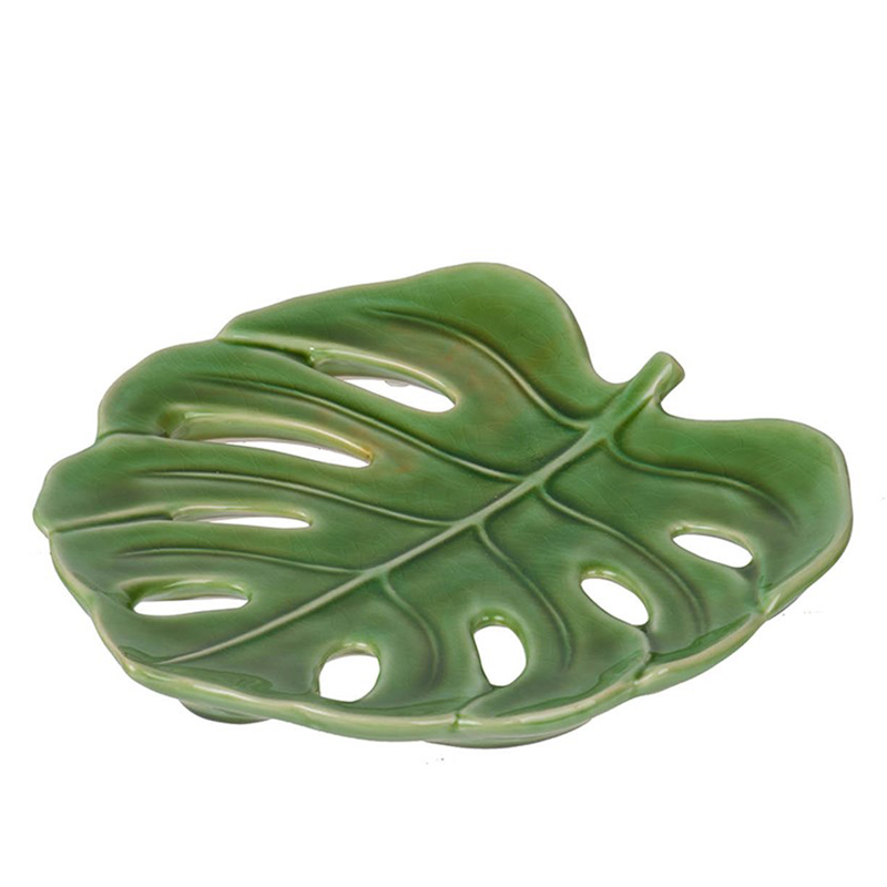 Блюдо Green Leaf монстера Зеленый шалфей Блюдо Green Leaf монстера Зеленый шалфей в Костроме | Loft Concept