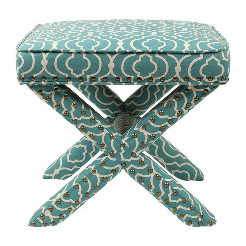 Пуф Turquoise Ornament Бирюзовый Белый Пуф Turquoise Ornament Бирюзовый Белый в Костроме | Loft Concept