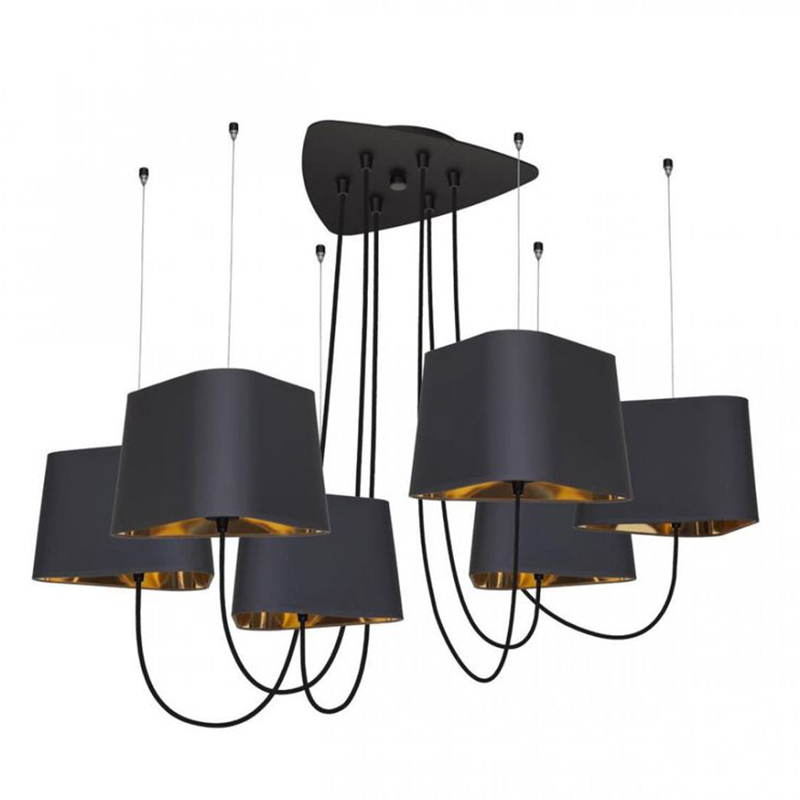 Люстра Designheure Lighting Black 6 плафонов Черный Золотой Люстра Designheure Lighting Black 6 плафонов Черный Золотой в Костроме | Loft Concept