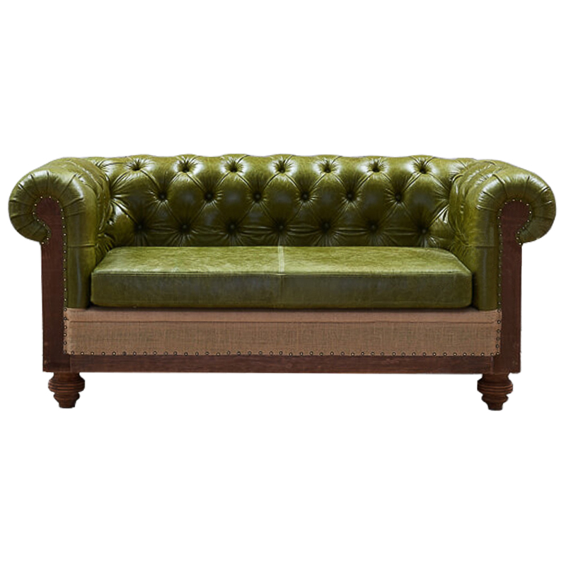 Диван Deconstructed Chesterfield Sofa double green leather Коричневый Зеленый ivory ( слоновая кость ) Диван Deconstructed Chesterfield Sofa double green leather Коричневый Зеленый ivory ( слоновая кость ) в Костроме | Loft Concept