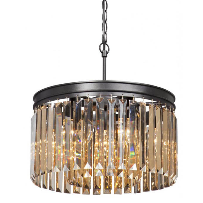 Люстра RH Rhys Amber GLASSS Prism Round Chandelier Янтарное стекло 40 Черный матовый Люстра RH Rhys Amber GLASSS Prism Round Chandelier Янтарное стекло 40 Черный матовый в Костроме | Loft Concept