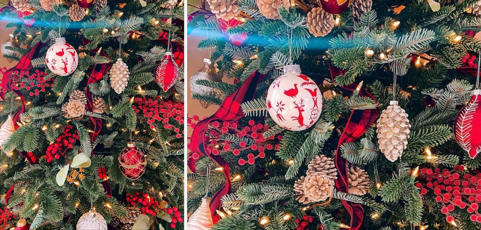 Дизайнерская Елка Украшенная Золотым и Белым декором Pine Cones and Red Decor Дизайнерская Елка Украшенная Золотым и Белым декором Pine Cones and Red Decor - Loft-Concept в Костроме