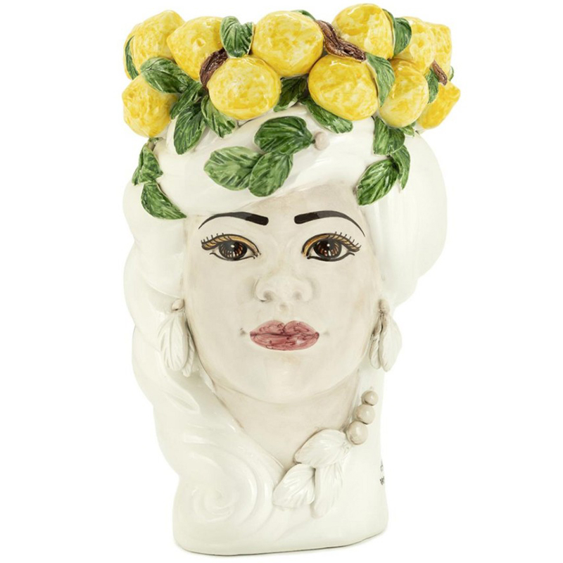 Ваза Vase Lemon Head Lady White Белый Желтый Зеленый Ваза Vase Lemon Head Lady White Белый Желтый Зеленый в Костроме | Loft Concept
