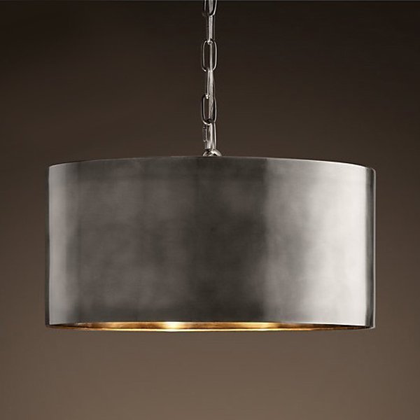 Подвесной светильник RH Antiqued Metal Drum Pendant lamp Серебряный Бронза Подвесной светильник RH Antiqued Metal Drum Pendant lamp Серебряный Бронза в Костроме | Loft Concept