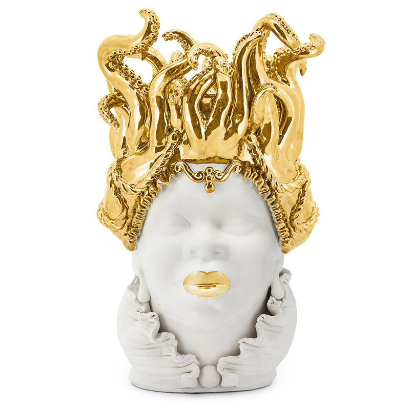 Ваза VASE MORO LADY TENTACLES Белый Глянцевое золото Ваза VASE MORO LADY TENTACLES Белый Глянцевое золото в Костроме | Loft Concept