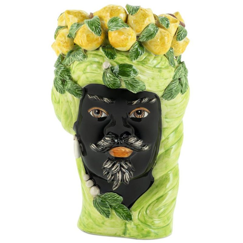 Ваза Vase Lemon Head Man Lime Салатовый Желтый Черный Ваза Vase Lemon Head Man Lime Салатовый Желтый Черный в Костроме | Loft Concept