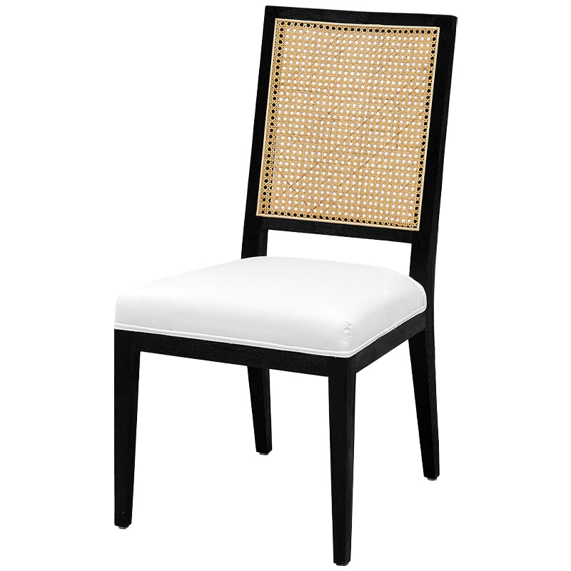 Деревянный стул со спинкой из ротанга Kenan Wicker Chair Черный Белый Бежевый Деревянный стул со спинкой из ротанга Kenan Wicker Chair Черный Белый Бежевый в Костроме | Loft Concept