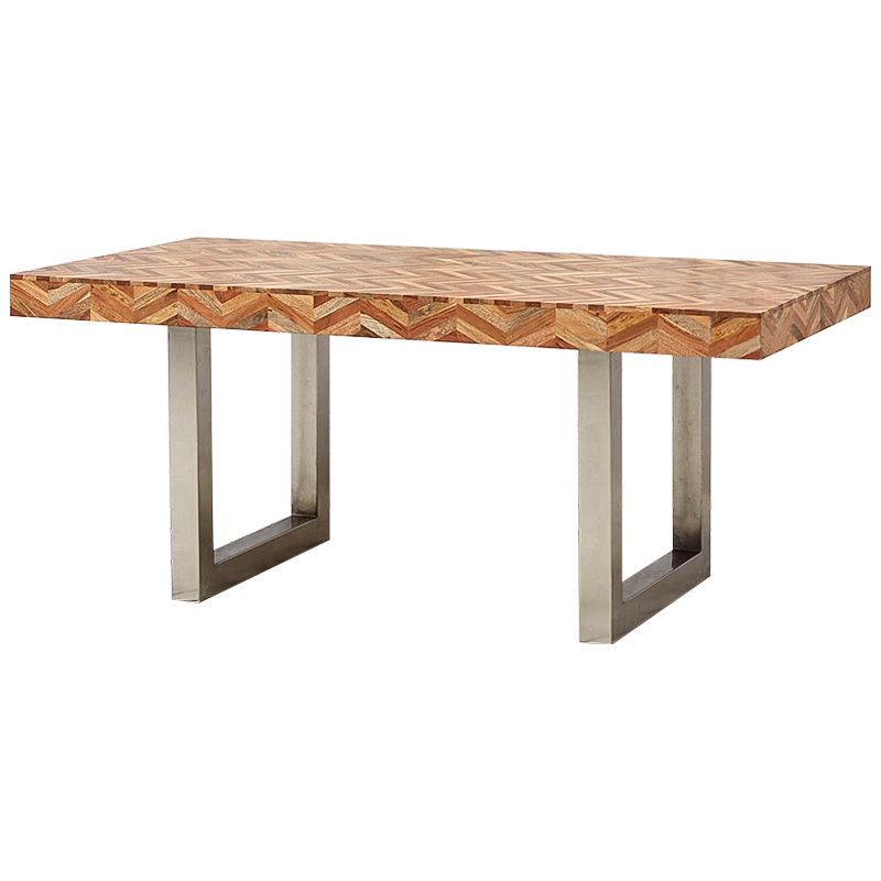 Обеденный стол Chevron Dining Table Древесина Коричневый Хром Обеденный стол Chevron Dining Table Древесина Коричневый Хром в Костроме | Loft Concept
