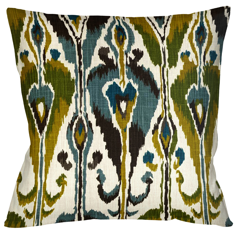 Декоративная подушка Ikat Pattern с бежевой оборотной стороной Темно-синий Декоративная подушка Ikat Pattern с бежевой оборотной стороной Темно-синий в Костроме | Loft Concept