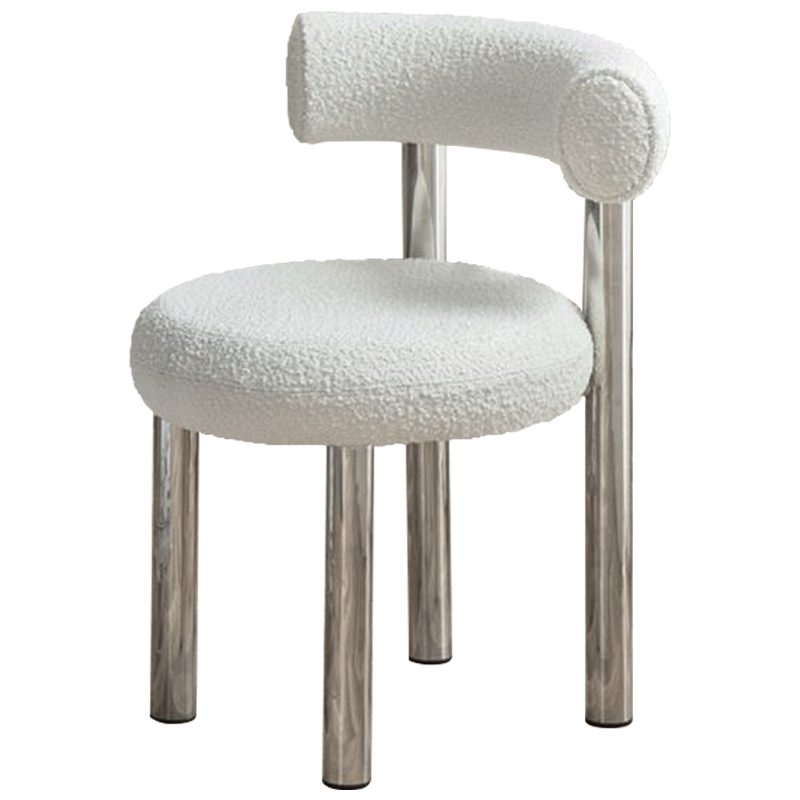 Стул Ellias White Boucle Chair Белый Хром Стул Ellias White Boucle Chair Белый Хром в Костроме | Loft Concept