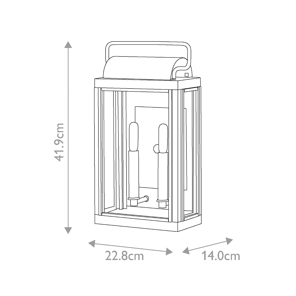 Настенный фонарь прямоугольной формы цвета состаренная латунь с двумя лампами Hinkley в Костроме