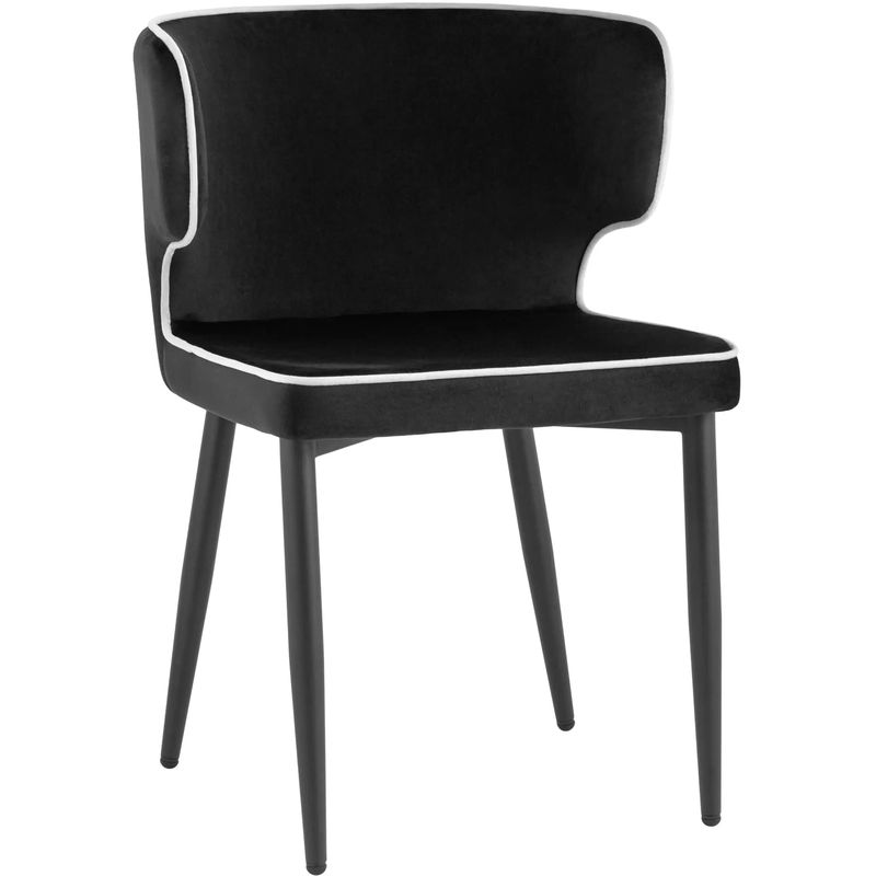 Стул Mateo Chair Черный Велюр с Белым кантом Черный Белый Стул Mateo Chair Черный Велюр с Белым кантом Черный Белый в Костроме | Loft Concept