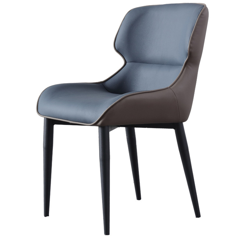 Стул с кожаной двухцветной обивкой Obrien Chair Blue and Grey Синий Серый Черный Стул с кожаной двухцветной обивкой Obrien Chair Blue and Grey Синий Серый Черный в Костроме | Loft Concept