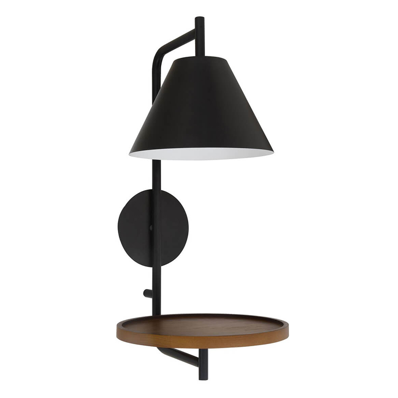 Бра с полкой Darko Wall Lamp Черный Древесина Бра с полкой Darko Wall Lamp Черный Древесина в Костроме | Loft Concept