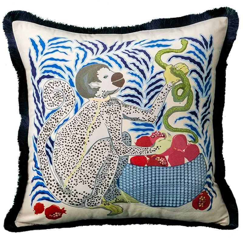 Декоративная подушка Monkey and Snake Cushion Бежевый Мульти Декоративная подушка Monkey and Snake Cushion Бежевый Мульти в Костроме | Loft Concept