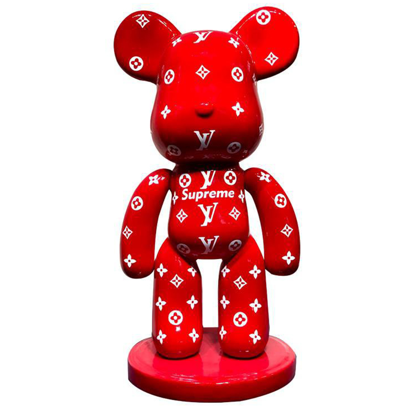 Статуэтка Bear Supreme on stand Красный Белый Статуэтка Bear Supreme on stand Красный Белый в Костроме | Loft Concept