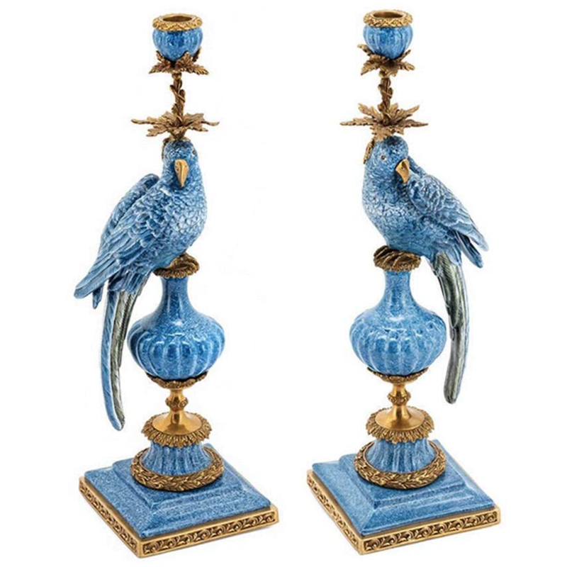Подсвечник Abhika Candlen Parrot Atlantide Белый Синий Бронза Подсвечник Abhika Candlen Parrot Atlantide Белый Синий Бронза в Костроме | Loft Concept