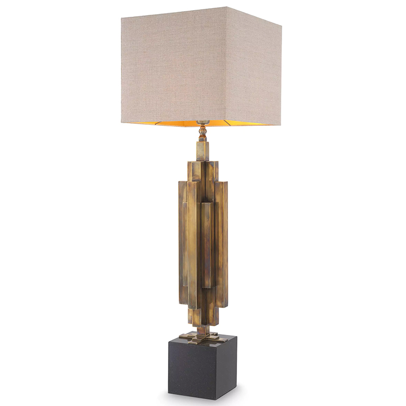 Настольная лампа Eichholtz Table Lamp Ellis Brass Черный Винтажная латунь Бежево-серый Настольная лампа Eichholtz Table Lamp Ellis Brass Черный Винтажная латунь Бежево-серый в Костроме | Loft Concept