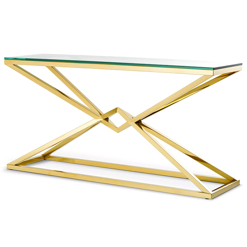 Консоль Eichholtz Console Table Connor L Прозрачное Стекло Глянцевое золото Консоль Eichholtz Console Table Connor L Прозрачное Стекло Глянцевое золото в Костроме | Loft Concept