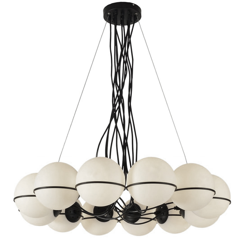 Люстра Gino Sarfatti Model 2109 12 Lamp Черный Прозрачный белый Люстра Gino Sarfatti Model 2109 12 Lamp Черный Прозрачный белый в Костроме | Loft Concept