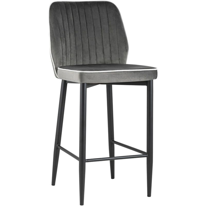 Стул Lawrence Chair Серый Велюр Белый кант Серый Белый Черный Стул Lawrence Chair Серый Велюр Белый кант Серый Белый Черный в Костроме | Loft Concept
