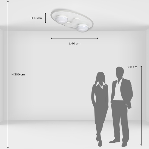 Потолочный светильник овальной формы белого цвета с 4-мя лампами Lunar Pebbles в Костроме