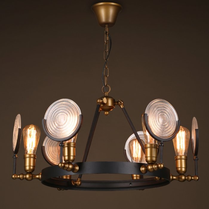 Люстра GASLIGHT LENS Chandelier 6 Черный Люстра GASLIGHT LENS Chandelier 6 Черный в Костроме | Loft Concept