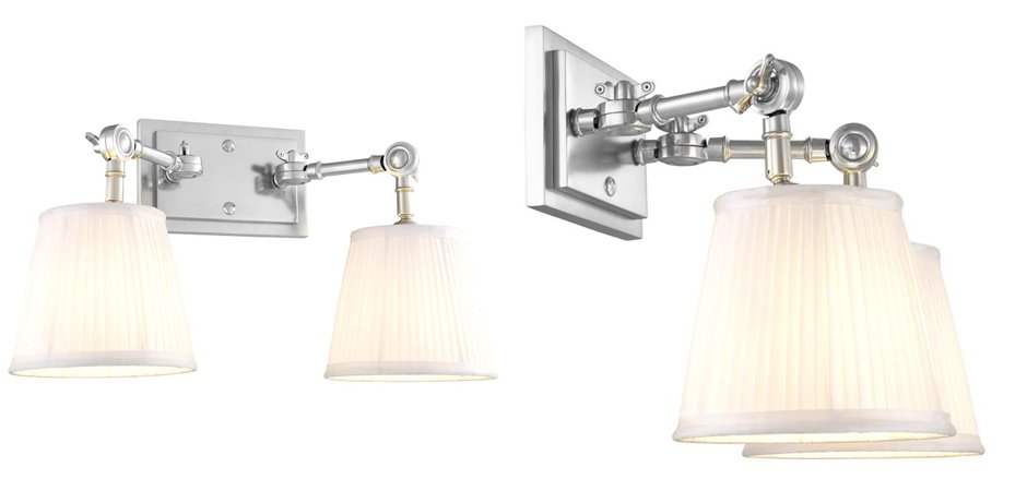 Бра Wall Lamp Wentworth Double Nickel+White Бра Wall Lamp Wentworth Double Nickel+White - Loft-Concept в Костроме