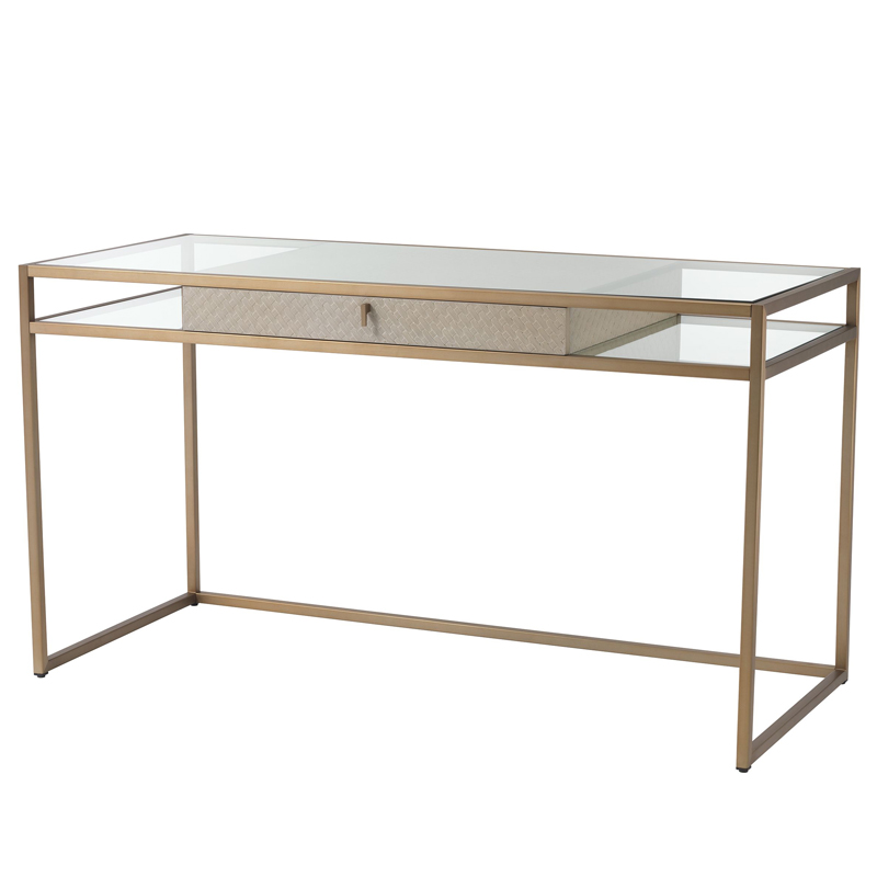 Рабочий стол Eichholtz Desk Napa Valley oak Матовая латунь Бежевый Прозрачный Рабочий стол Eichholtz Desk Napa Valley oak Матовая латунь Бежевый Прозрачный в Костроме | Loft Concept
