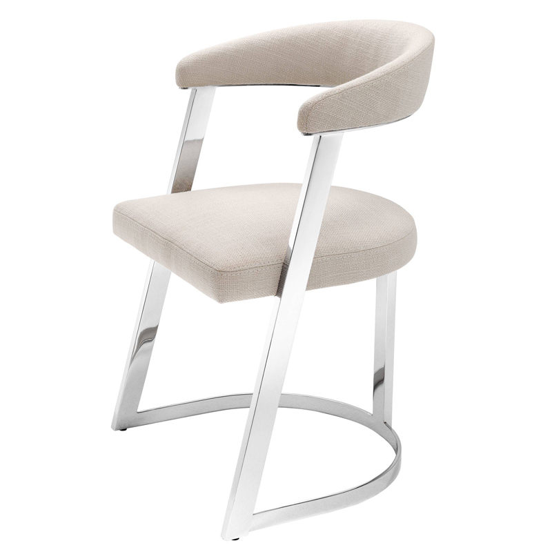 Стул Eichholtz Dining Chair Dexter Nickel Бежевый Никель в Костроме | Loft Concept 