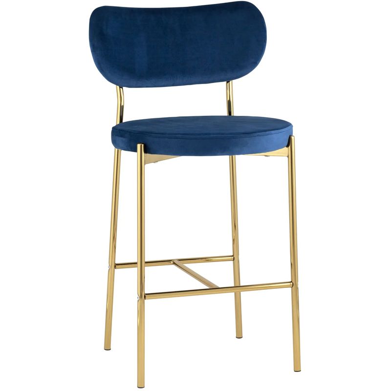 Барный Стул Alfie Chair Золотые ножки Синий Велюр Синий Золотой Барный Стул Alfie Chair Золотые ножки Синий Велюр Синий Золотой в Костроме | Loft Concept