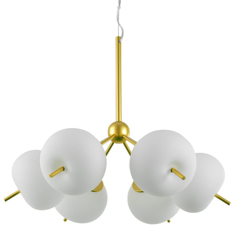 Люстра White ball brass Louise 6 Белое матовое стекло Латунь Люстра White ball brass Louise 6 Белое матовое стекло Латунь в Костроме | Loft Concept