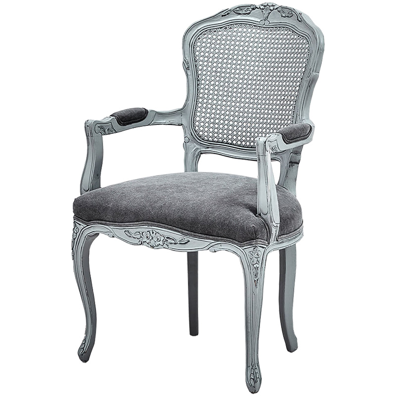 Стул с подлокотниками Maria Antoinette Stool II Серый Светло-серый Стул с подлокотниками Maria Antoinette Stool II Серый Светло-серый в Костроме | Loft Concept