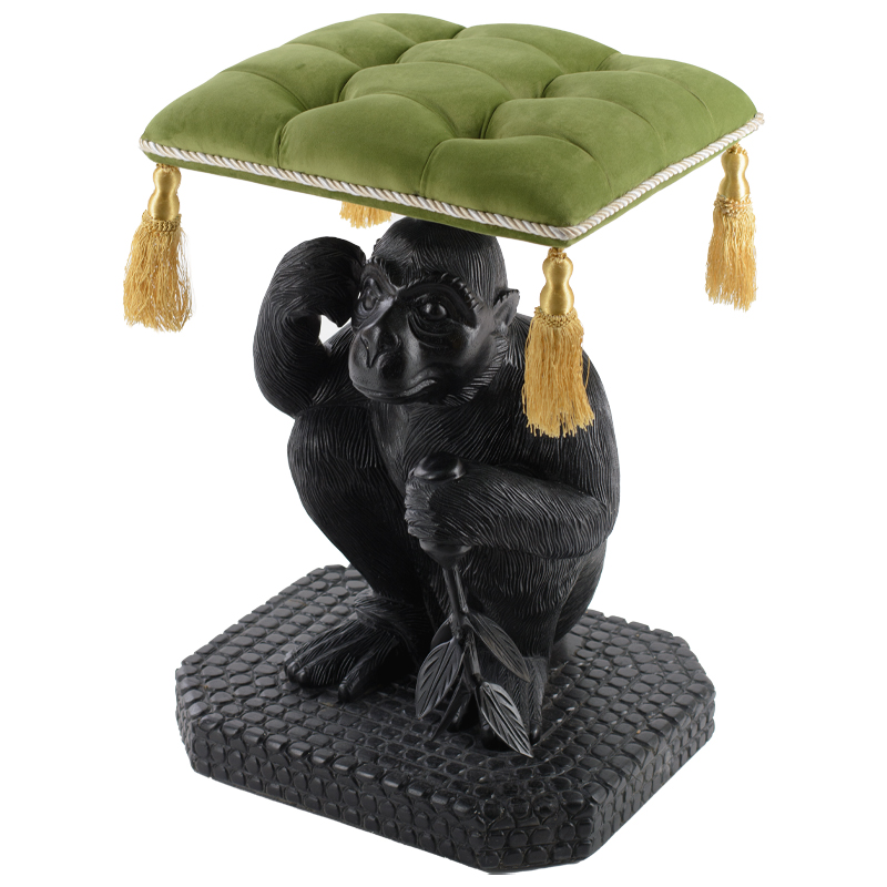 Табурет Stool Monkey ручная работа Черный Зеленый Табурет Stool Monkey ручная работа Черный Зеленый в Костроме | Loft Concept