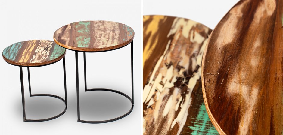 Набор приставных столиков Antique Wood Side Table Набор приставных столиков Antique Wood Side Table - Loft-Concept в Костроме