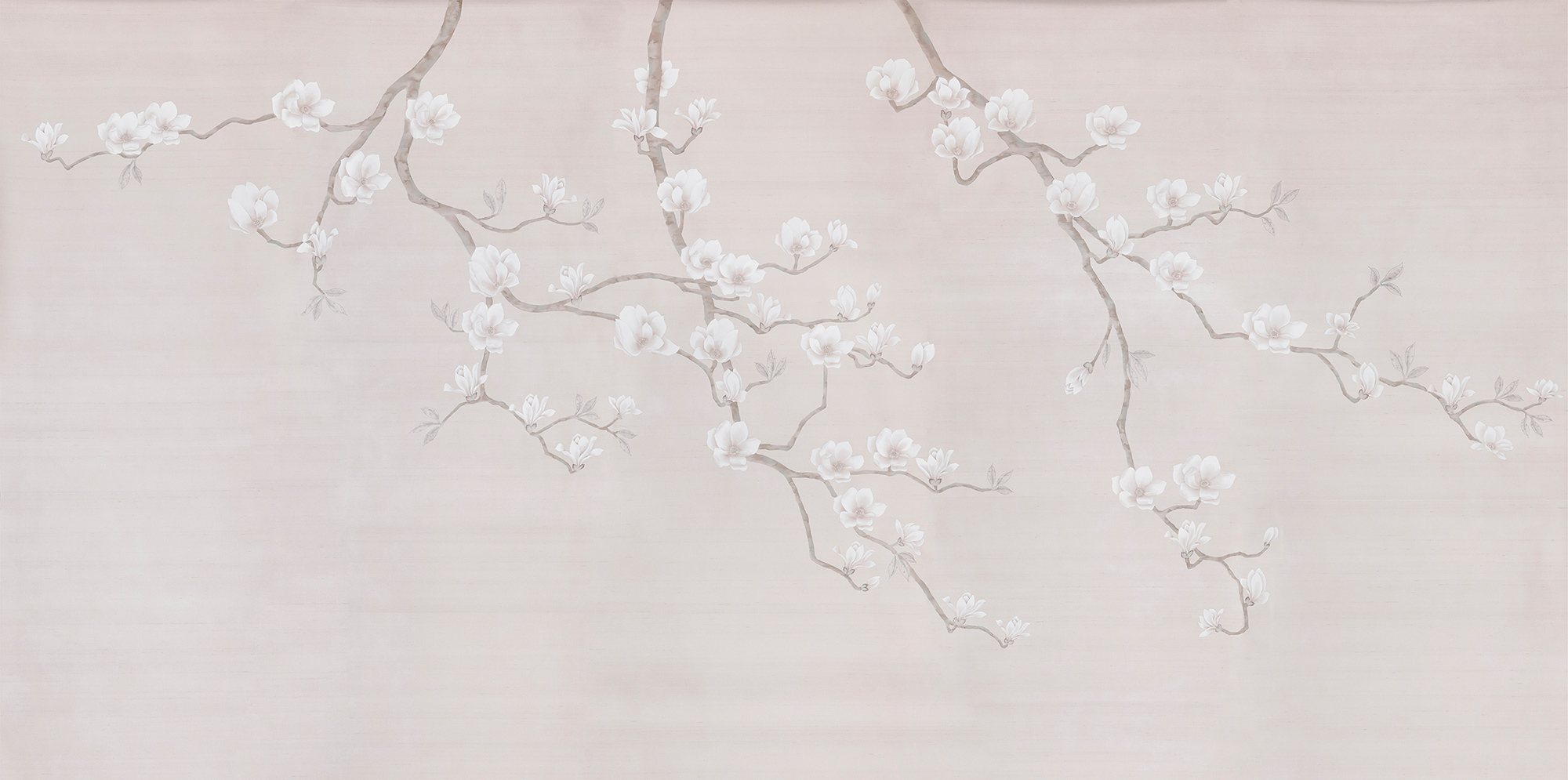 Обои Magnolia Canopy Original colourway on Rose Water metallic slub silk - постер Loft-Concept в Костроме